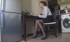 You spy on me and my sexy legs in the office
