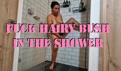 MILF fucking hairy bush in the shower