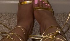 Gold Heels Featuring Pink Toes