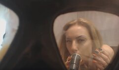 gas mask, smoking, femdom, dirty talk