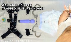 Gay adult diaper trapped in self bondage
