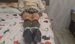 bondage, gagged with tape, hitachi on pussy