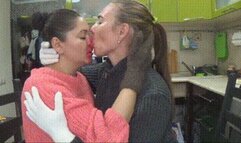 Sensual kissing in fuzzy gloves and sweaters 2
