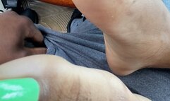 Another ride home Footjob!