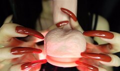 LONG RED NAILS AND DILDO