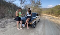 Jarlyn and Dalilah have fun stalling the car
