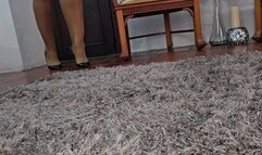 Balbina extreme close up teasing on shiny pantyhose and black stilettos