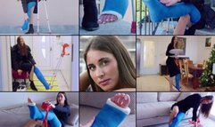 Mirna LLC Crutching her Way Home On Her Aching Long Leg (in HD 1920X1080)