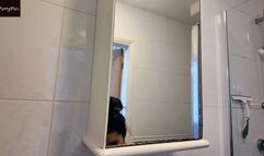 Emma takes a shower and shaves