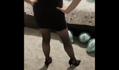 Sensual metallic balloon play and pop