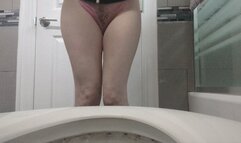 Peeing Over Toilet 3 Times Squat Spread and Spray 1