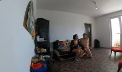 Goddess Roberta and Faith - dirty socks training and ass sniffing