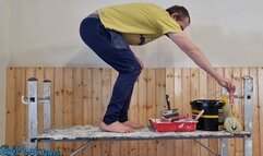 Chris Painting The Gym Barefoot With Dirty Soles