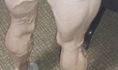 Tempest doing oiled calf raises