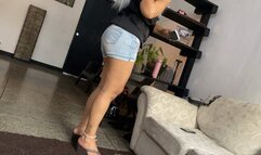 Beautiful Alice walks around the house and let your platforms hang (2)