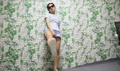 Models wear chops to smash cocks and trampling carpets