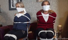 Charley & Brook in: Prolonged Jumbo Cloth Gag Stiflings for Extra-Bratty Warm-Up Chicks as Paranoid Burglar Rips Through the House! (HD)