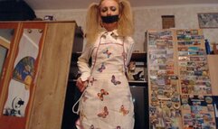 bondage, apron fetish, tape gag, struggling