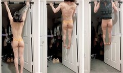 Super strong petite Asian muscle girl does pull-ups including archer and weighted ones