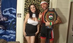 INTERGENDER MATCH MAN VS WOMEN FULL NELSON WRESTLING HOLD CHALLENGE & BLOWJOB