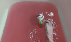 Teaching Voyeur Ducks Their Place - Bare Feet Hold Underwater