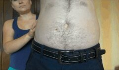 I caressed his sexy navel 1