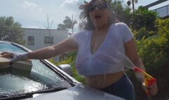 Mature Carwash with Big Boobs
