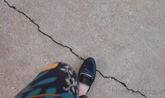 Fifi pedal pumping in mules sandals and leggings with jewelry