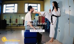 Marty karate white gi face kicks