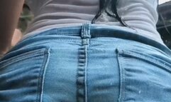 getting wet in the backyard of my house and peeing