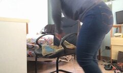 fetish stuck in three different positions with levi's jeans and two different angles of the video