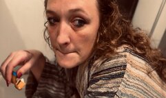 Teeth brushing with spit gagging and gurgling