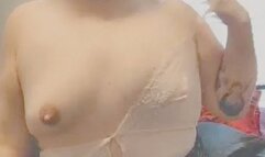 Femboy Tranny strips and takes monster cock dildo