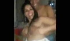 Drunk girl flashing and sucking dick at party