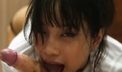 Asian teen Gagging Big White Cock