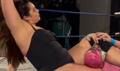 Mixed wrestling face sitting, head scissors and Stinkface