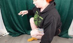 Spraining Ankle trying to do Yoga! In Yellow Ankle Socks and Hopping away after MP4 640