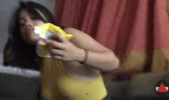 Im on the phone pre cum footjob