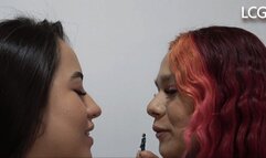 Adriana And Catalina Kissing Shrunken Male