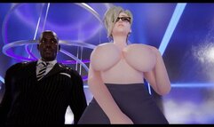 Overwatch Mercy deepthroats bbc and gets creampied in elevator