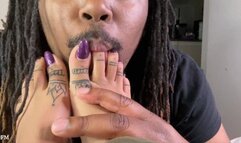 Getting my sexy purple toes worshipped like a true Goddess