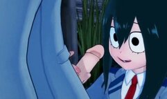 Tsuyu Asui rides Dekus dick before getting creampied Fucks her against the wall