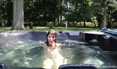 Hogtied in the Hot Tub: Cali Logan Socking Wet, Bound and Gagged (mob)