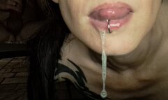 Outdoor Goth Blowjob And Cum Play with Gagging