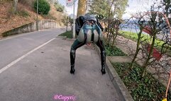 Latex Girl's Public Piercings: Sensual Lake Walk with Intense Fucking; Public Passion with Piercings, Butt Plug, and Dildo P2
