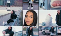 BlackAngel SLWC Gimping along the River Promenade with Foot Play (in HD 1920X1080)