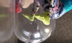 Girl play on big new beachball