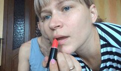 red lipstick kisses all over face 2