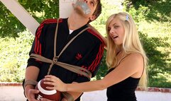 Feisty Jana Jordan Ties Jock Graven To A Post With His Precious Football In Hand!