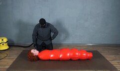 Red inflatable bondage with red straps